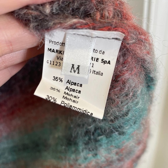 .Tessa Italian Designer Alpaca Pullover Sweater Striped Soft Mohair Crew Neck M - Picture 3 of 5